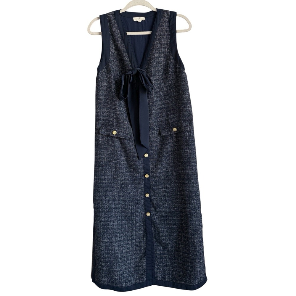Entro Navy Midi Dress with Button Detail